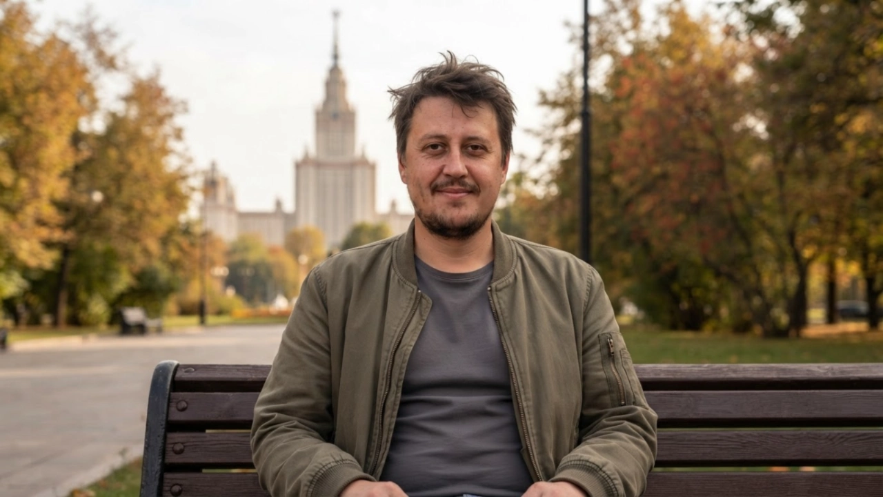 Евгений Зайферт рассказал, почему выбрал бэкенд-разработку 1 Евгений Зайферт на скамейке в московском парке на фоне сталинской высотки